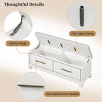 Storage Bench with Cushion - Entryway Shoe Organizer, Pine Wood, 350 LBS Capacity, Removable Cushion, Hidden Storage for Living Room Hallway