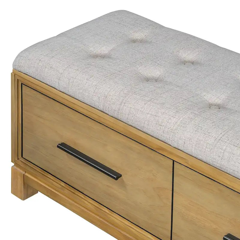 Storage Bench with Cushion - Entryway Shoe Organizer, Pine Wood, 350 LBS Capacity, Removable Cushion, Hidden Storage for Living Room Hallway