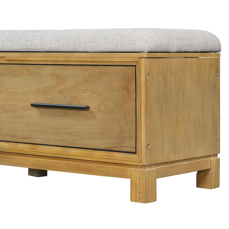 Storage Bench with Cushion - Entryway Shoe Organizer, Pine Wood, 350 LBS Capacity, Removable Cushion, Hidden Storage for Living Room Hallway