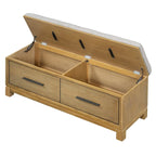 Storage Bench with Cushion - Entryway Shoe Organizer, Pine Wood, 350 LBS Capacity, Removable Cushion, Hidden Storage for Living Room Hallway