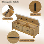 Storage Bench with Cushion - Entryway Shoe Organizer, Pine Wood, 350 LBS Capacity, Removable Cushion, Hidden Storage for Living Room Hallway