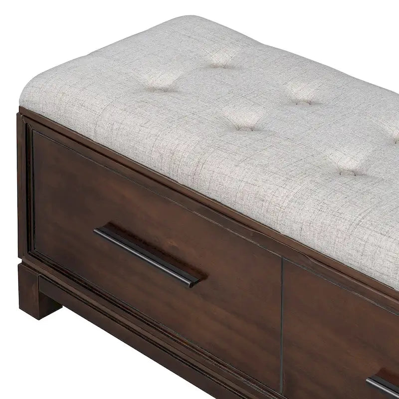 Storage Bench with Cushion - Entryway Shoe Organizer, Pine Wood, 350 LBS Capacity, Removable Cushion, Hidden Storage for Living Room Hallway