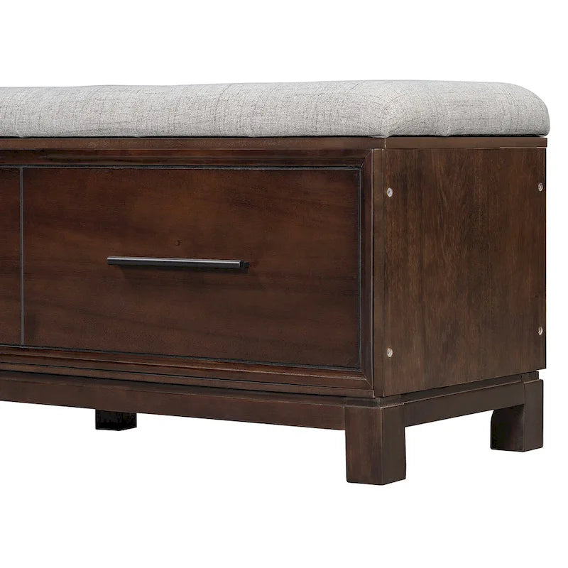 Storage Bench with Cushion - Entryway Shoe Organizer, Pine Wood, 350 LBS Capacity, Removable Cushion, Hidden Storage for Living Room Hallway