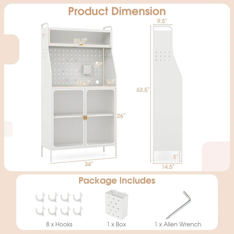 Costway 5-tier Metal Kitchen Bakers Rack with Pegboard 8 Hooks - See Details