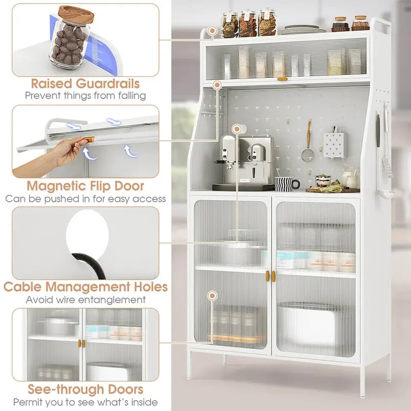 Costway 5-tier Metal Kitchen Bakers Rack with Pegboard 8 Hooks - See Details