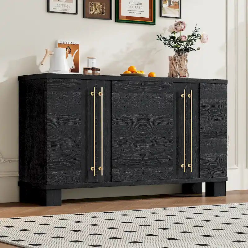 Sideboard Buffet Cabinet with Adjustable Shelves & Gold Handles