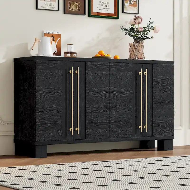 Sideboard Buffet Cabinet with Adjustable Shelves & Gold Handles