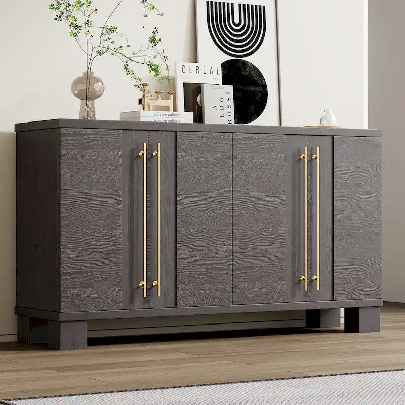 Sideboard Buffet Cabinet with Adjustable Shelves & Gold Handles