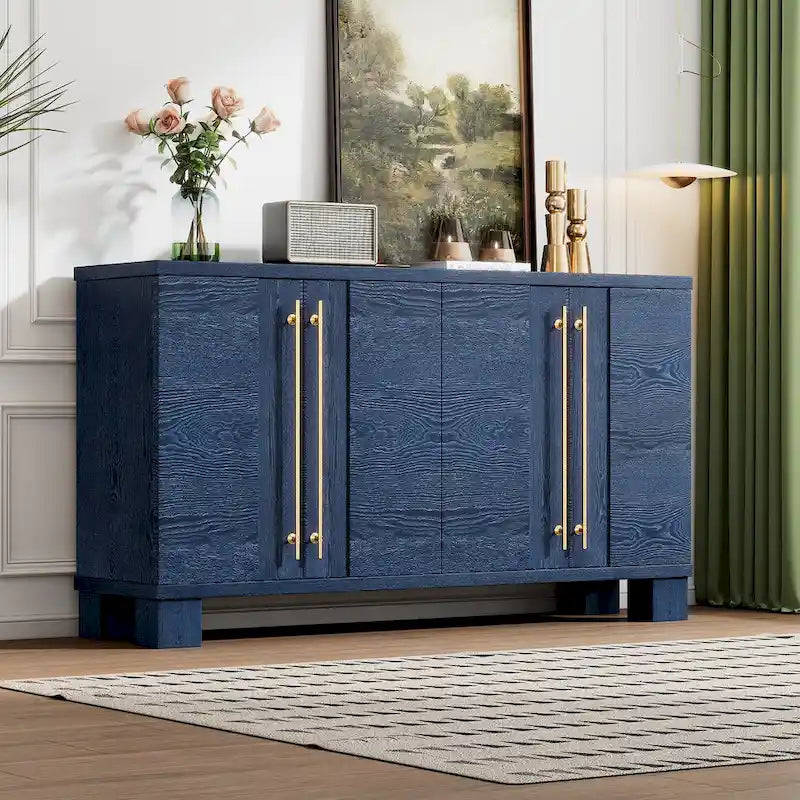 Sideboard Buffet Cabinet with Adjustable Shelves & Gold Handles
