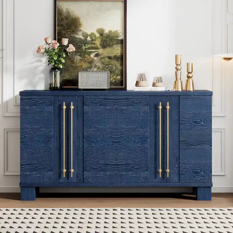 Sideboard Buffet Cabinet with Adjustable Shelves & Gold Handles