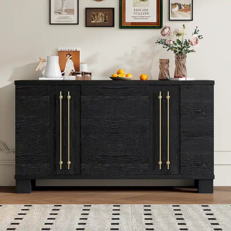 Sideboard Buffet Cabinet with Adjustable Shelves & Gold Handles