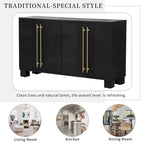 Sideboard Buffet Cabinet with Adjustable Shelves & Gold Handles