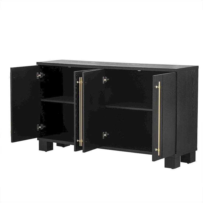Sideboard Buffet Cabinet with Adjustable Shelves & Gold Handles
