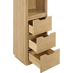 72" Solid Oak Wood Free Standing Linen Tower with 3 Soft-Close Drawers & Shelves - Natural Storage Cabinet