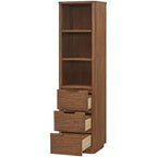 72" Solid Oak Wood Free Standing Linen Tower with 3 Soft-Close Drawers & Shelves - Natural Storage Cabinet