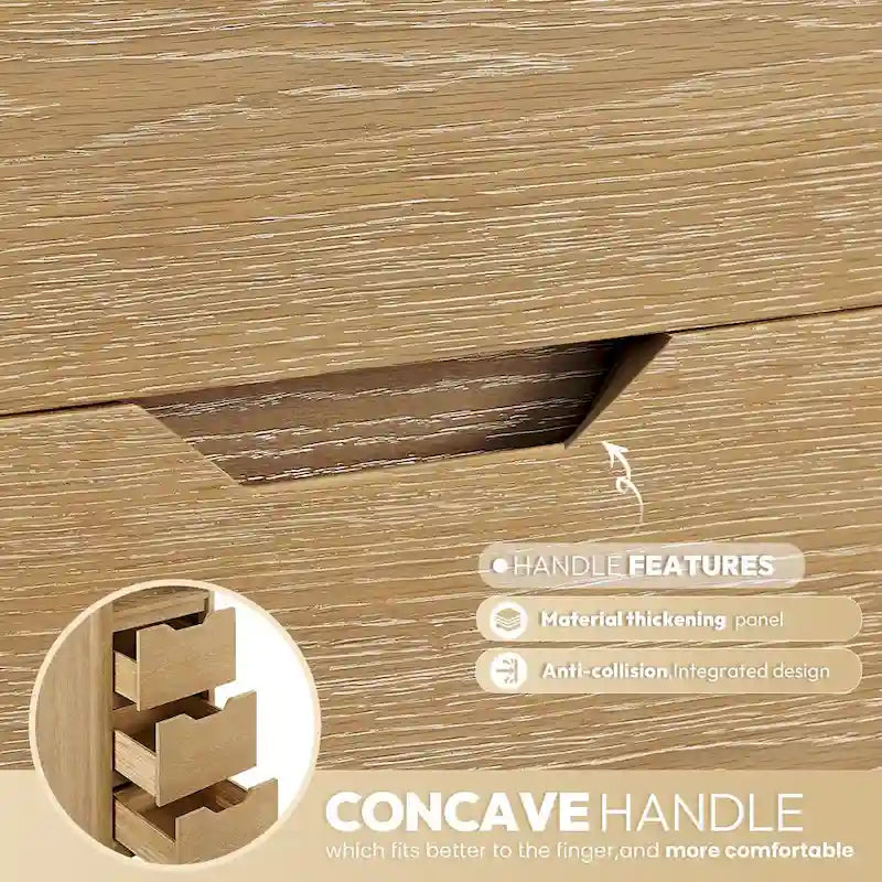 72" Solid Oak Wood Free Standing Linen Tower with 3 Soft-Close Drawers & Shelves - Natural Storage Cabinet