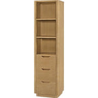 72" Solid Oak Wood Free Standing Linen Tower with 3 Soft-Close Drawers & Shelves - Natural Storage Cabinet