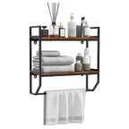 Gymax Wall Mounted Bathroom Shelf Industrial 2-Tier Storage Rack w/