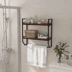 Gymax Wall Mounted Bathroom Shelf Industrial 2-Tier Storage Rack w/