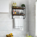 Gymax Wall Mounted Bathroom Shelf Industrial 2-Tier Storage Rack w/