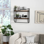 Gymax Wall Mounted Bathroom Shelf Industrial 2-Tier Storage Rack w/