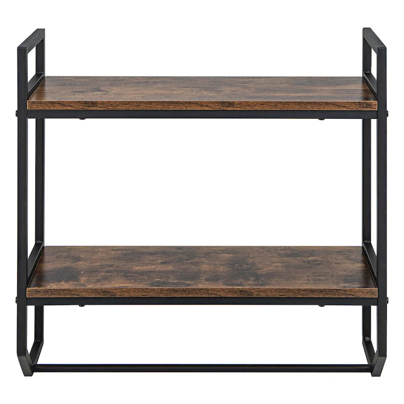Gymax Wall Mounted Bathroom Shelf Industrial 2-Tier Storage Rack w/