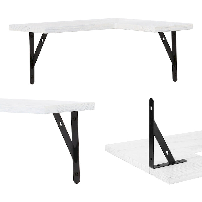 Wood Floating Shelves Set of 2, Wall Mounted Shelves for Bathroom Bedroom Living Room, and Kitchen Wall Decor 15.7*11.4in