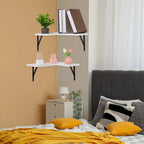 Wood Floating Shelves Set of 2, Wall Mounted Shelves for Bathroom Bedroom Living Room, and Kitchen Wall Decor 15.7*11.4in