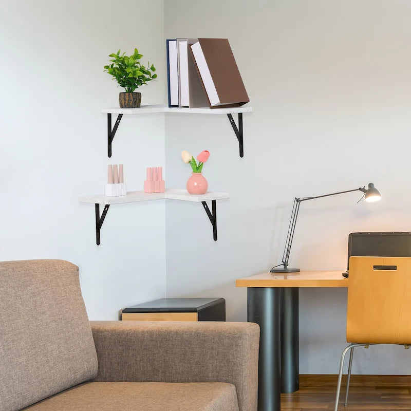 Wood Floating Shelves Set of 2, Wall Mounted Shelves for Bathroom Bedroom Living Room, and Kitchen Wall Decor 15.7*11.4in