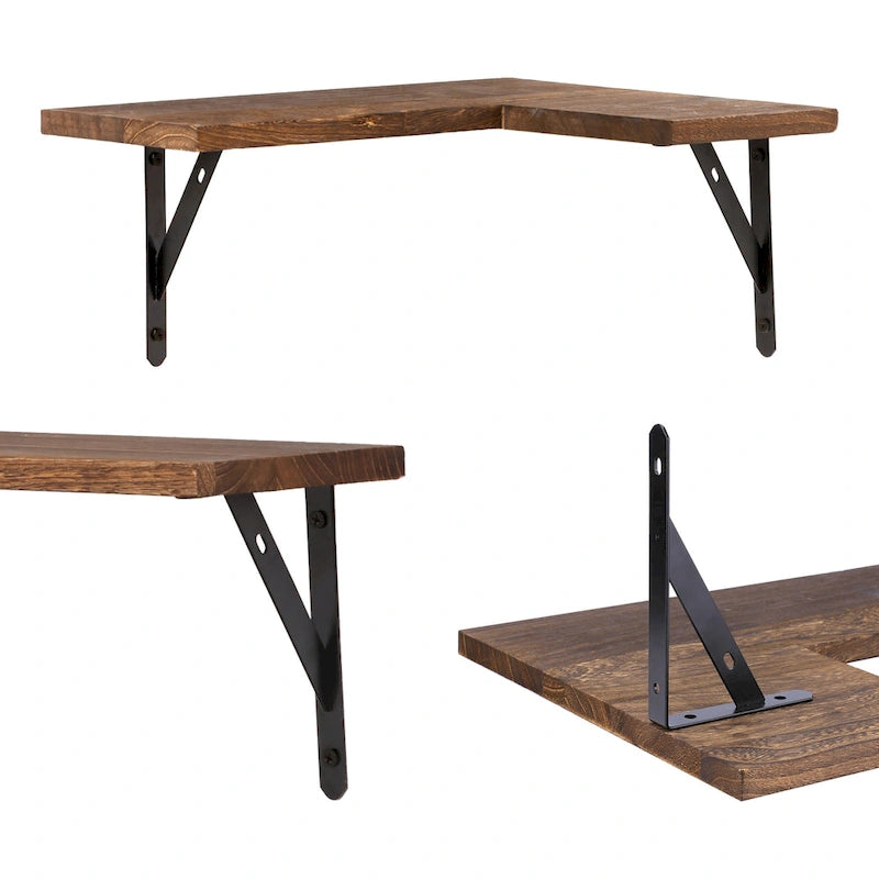 Wood Floating Shelves Set of 2, Wall Mounted Shelves for Bathroom Bedroom Living Room, and Kitchen Wall Decor 15.7*11.4in