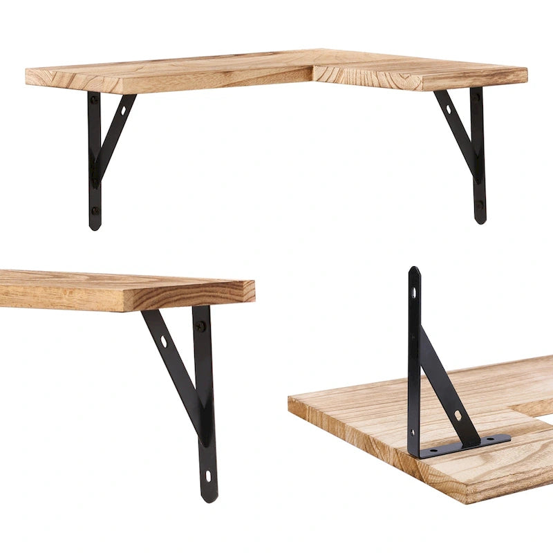 Wood Floating Shelves Set of 2, Wall Mounted Shelves for Bathroom Bedroom Living Room, and Kitchen Wall Decor 15.7*11.4in