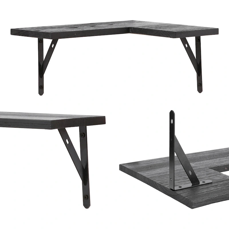 Wood Floating Shelves Set of 2, Wall Mounted Shelves for Bathroom Bedroom Living Room, and Kitchen Wall Decor 15.7*11.4in