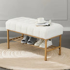 Entryway Storage Shoe Bench,Modern Upholstered Storage Bench with Shelf