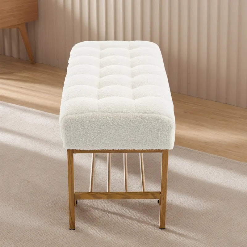 Entryway Storage Shoe Bench,Modern Upholstered Storage Bench with Shelf