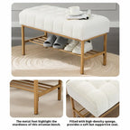 Entryway Storage Shoe Bench,Modern Upholstered Storage Bench with Shelf