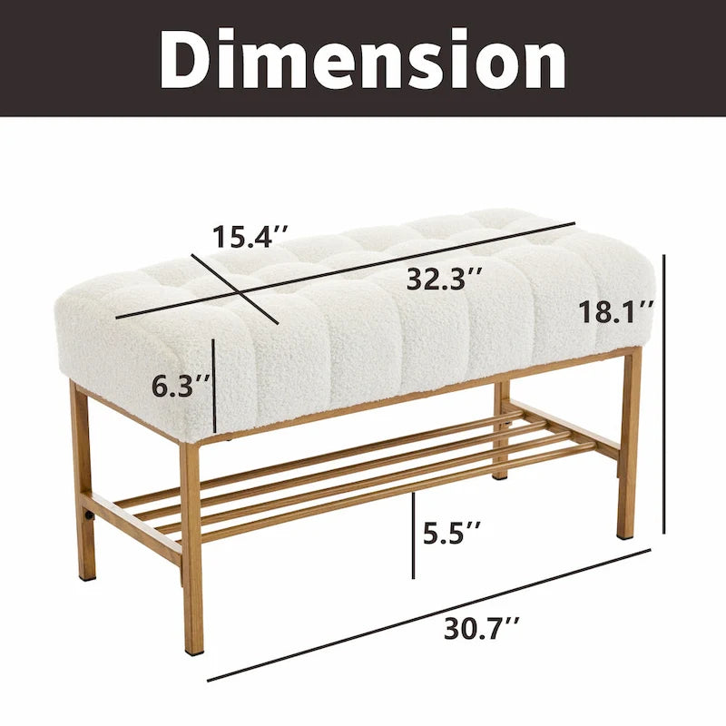 Entryway Storage Shoe Bench,Modern Upholstered Storage Bench with Shelf
