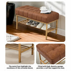 Entryway Storage Shoe Bench,Modern Upholstered Storage Bench with Shelf