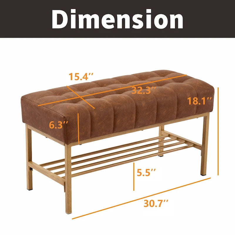 Entryway Storage Shoe Bench,Modern Upholstered Storage Bench with Shelf