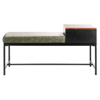 Ruthie Storage Bench 47.3"W x 16"D x 24"H - Contemporary Entryway Seating with Drawer - Light Wood & Black Metal