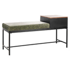 Ruthie Storage Bench 47.3"W x 16"D x 24"H - Contemporary Entryway Seating with Drawer - Light Wood & Black Metal