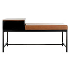 Ruthie Storage Bench 47.3"W x 16"D x 24"H - Contemporary Entryway Seating with Drawer - Light Wood & Black Metal