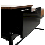 Ruthie Storage Bench 47.3"W x 16"D x 24"H - Contemporary Entryway Seating with Drawer - Light Wood & Black Metal