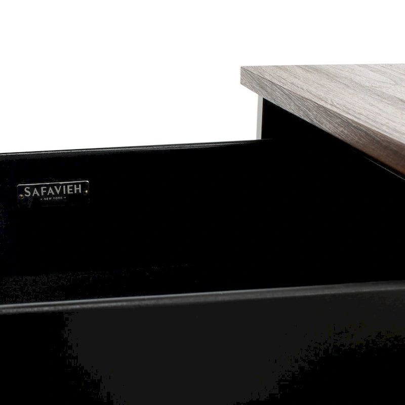 Ruthie Storage Bench 47.3"W x 16"D x 24"H - Contemporary Entryway Seating with Drawer - Light Wood & Black Metal