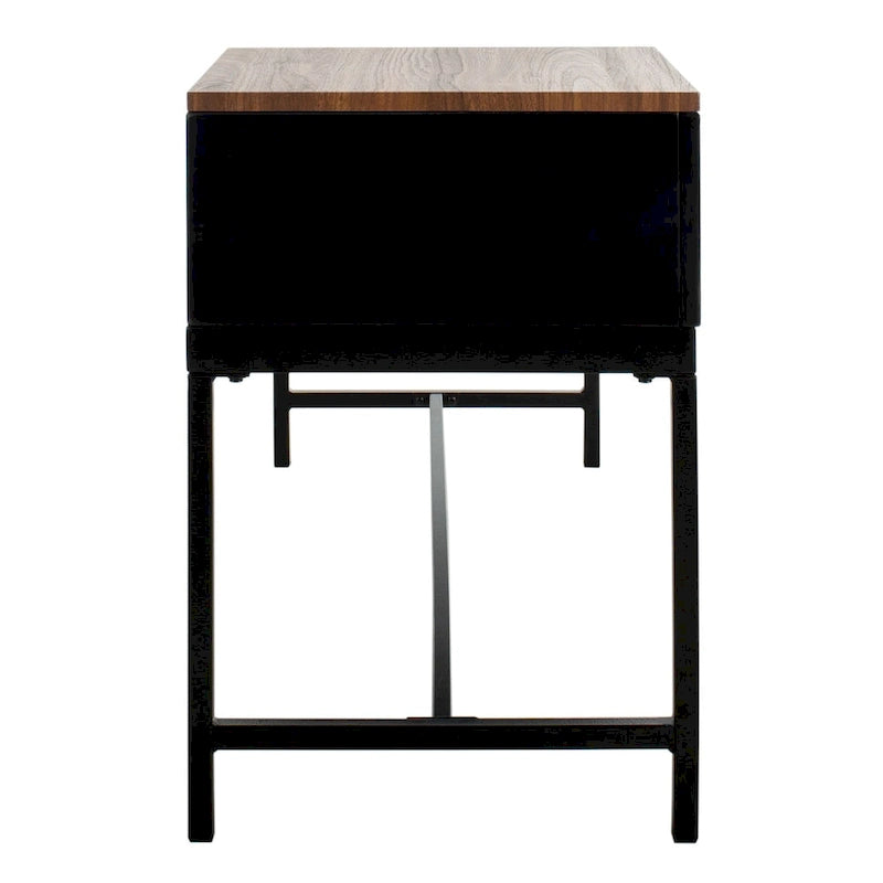 Ruthie Storage Bench 47.3"W x 16"D x 24"H - Contemporary Entryway Seating with Drawer - Light Wood & Black Metal