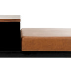 Ruthie Storage Bench 47.3"W x 16"D x 24"H - Contemporary Entryway Seating with Drawer - Light Wood & Black Metal