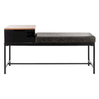 Ruthie Storage Bench 47.3"W x 16"D x 24"H - Contemporary Entryway Seating with Drawer - Light Wood & Black Metal