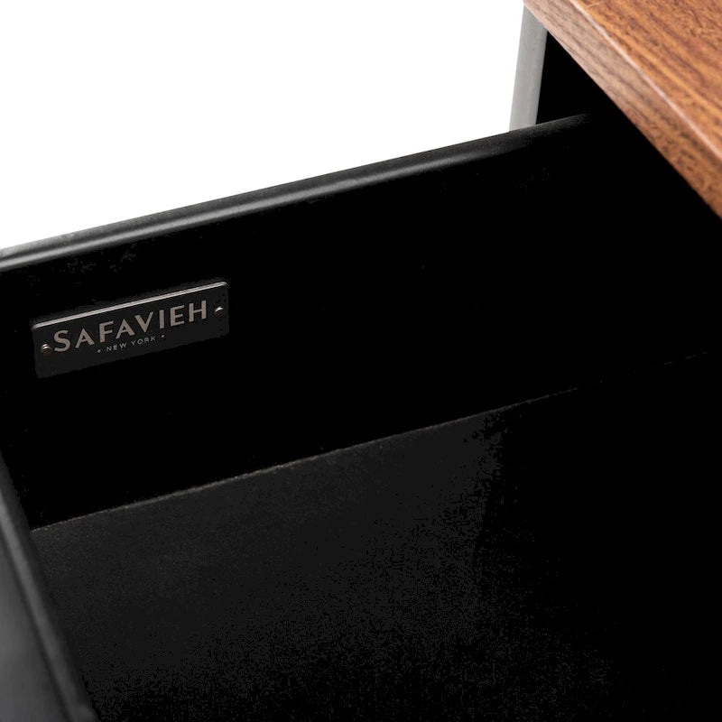 Ruthie Storage Bench 47.3"W x 16"D x 24"H - Contemporary Entryway Seating with Drawer - Light Wood & Black Metal