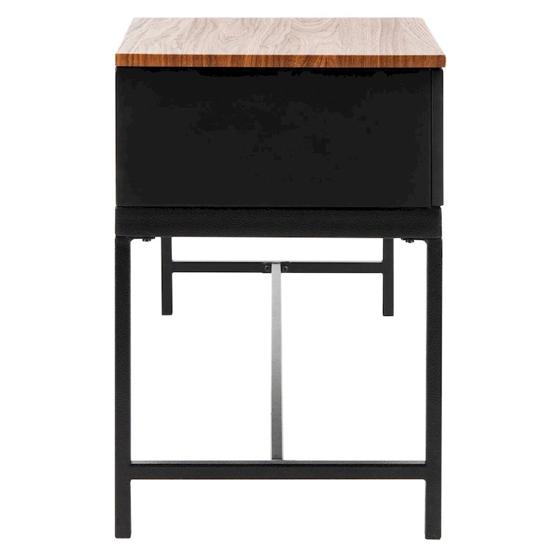 Ruthie Storage Bench 47.3"W x 16"D x 24"H - Contemporary Entryway Seating with Drawer - Light Wood & Black Metal