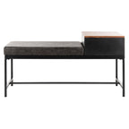 Ruthie Storage Bench 47.3"W x 16"D x 24"H - Contemporary Entryway Seating with Drawer - Light Wood & Black Metal