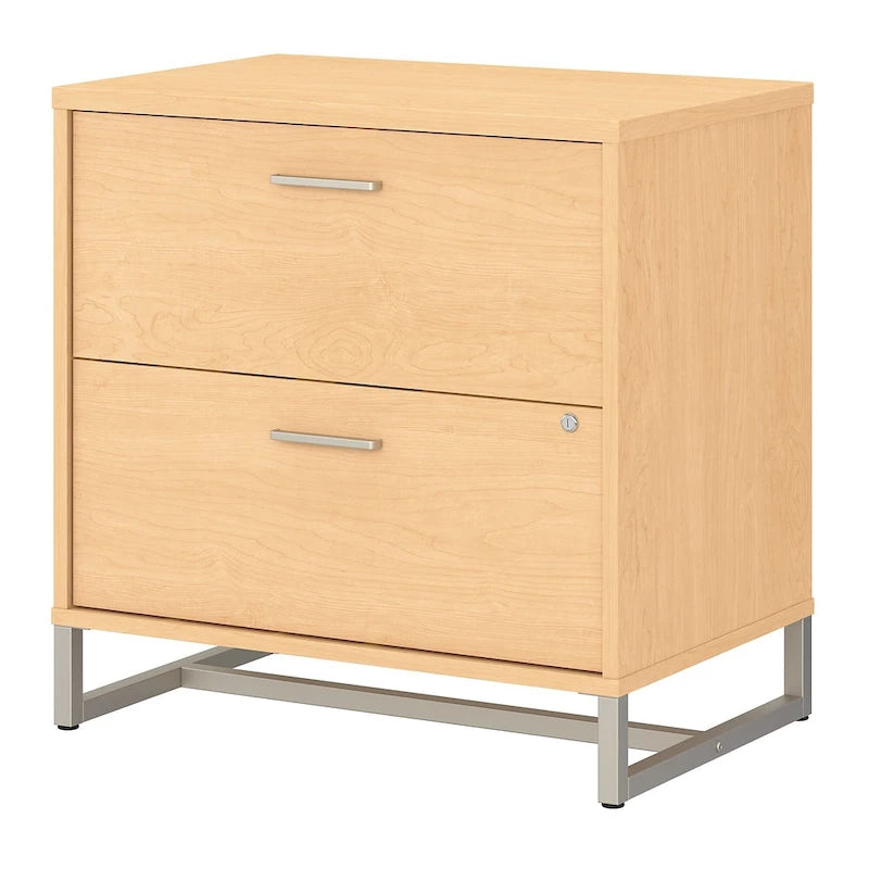 2 Drawer Lateral File Cabinet - Mid Century Modern Design - Full Extension Ball Bearing Slides - Letter Legal Size - Fully Assembled